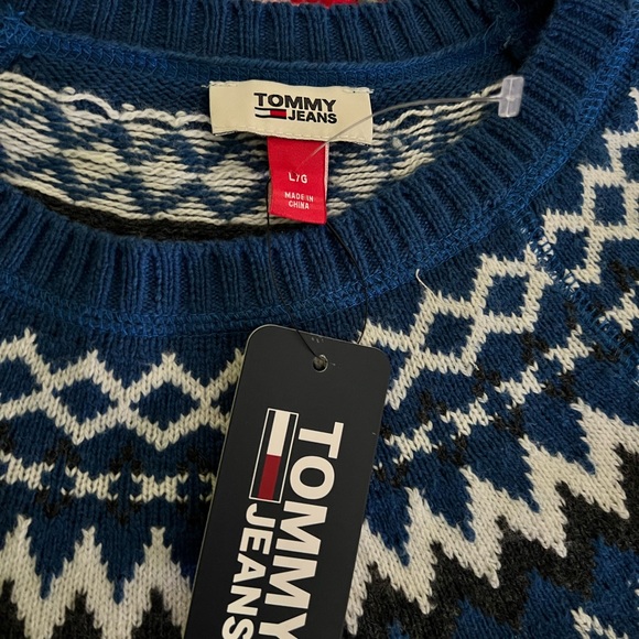 Tommy Jeans blue/white cotton/wool blend sweater - Picture 3 of 10